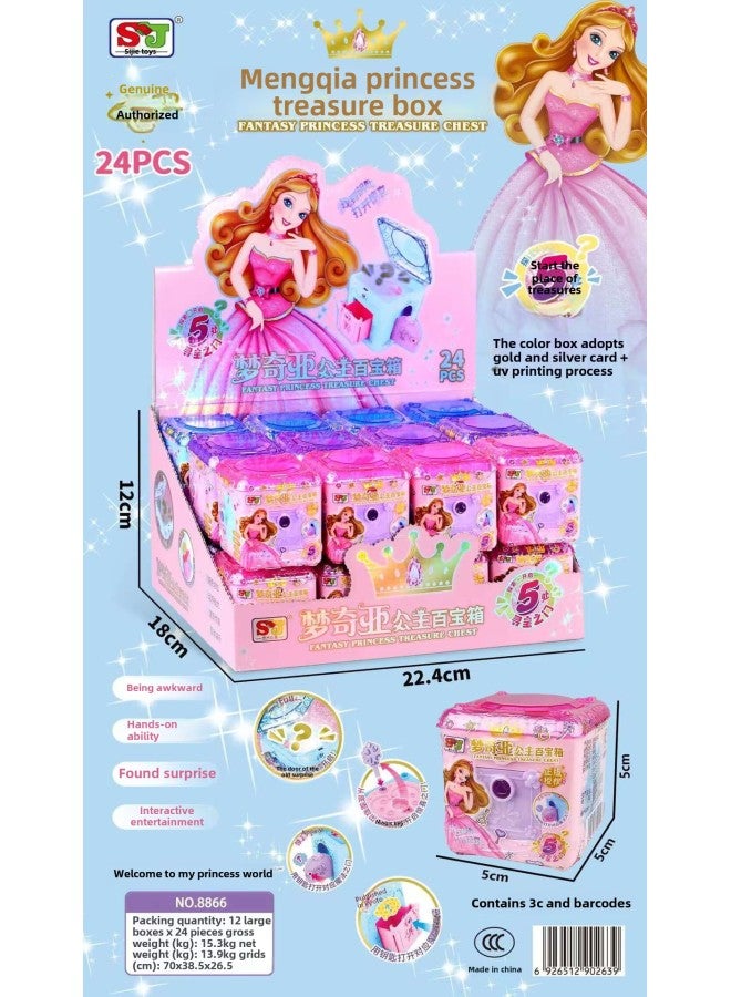 Mini Happy Treasure Chest Surprise Baby Unlocking Key Girl Little Princess Toy Keychain Supermarket Wholesale-Color:8866-Dream Chia Princess Treasure Chest Randomly One (24 In A Display Box)  - Image 1