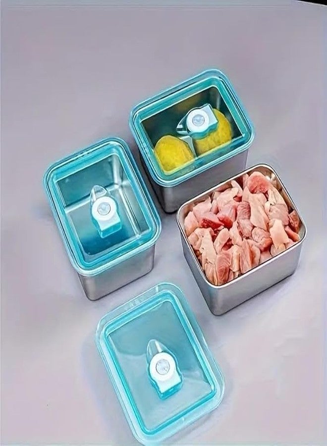 Whimsical Stainless Steel Food Storage Containers with Blue Vacuum-Seal Transparent Lids – Microwave, Freezer & Dishwasher Safe | Airtight Lunch Box Set (2) - Image 2