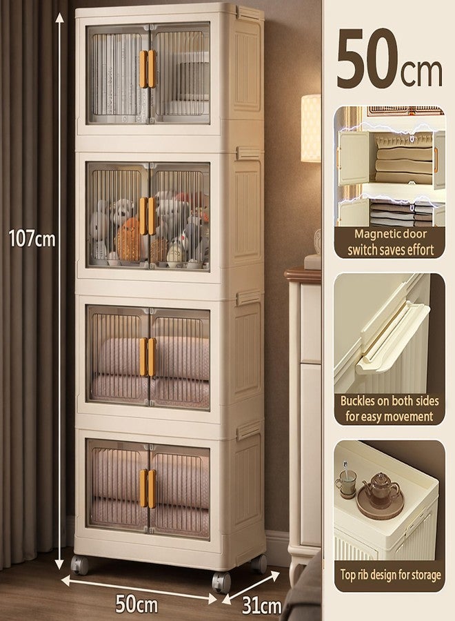 REXERA 𝟒 𝐏𝐀𝐂𝐊 Foldable Plastic Rack for Storage/Kitchen Cupboard/Versatile Sturdy Wardrobe Almirah for Clothes/Multipurpose Storage Organizer/Closet for Bedroom/Living Room/Laundry Room - WHITE - Image 2