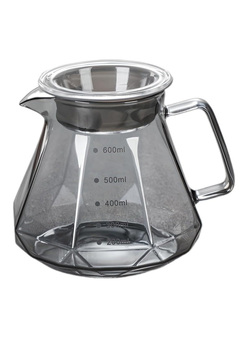 INVEIN 600 ml Diamond-Design Dark Glass Coffee Server with High-Pressure Lid for Heat Retention - Perfect 02 Coffee Server for Brewing and Serving Coffee - Image 1