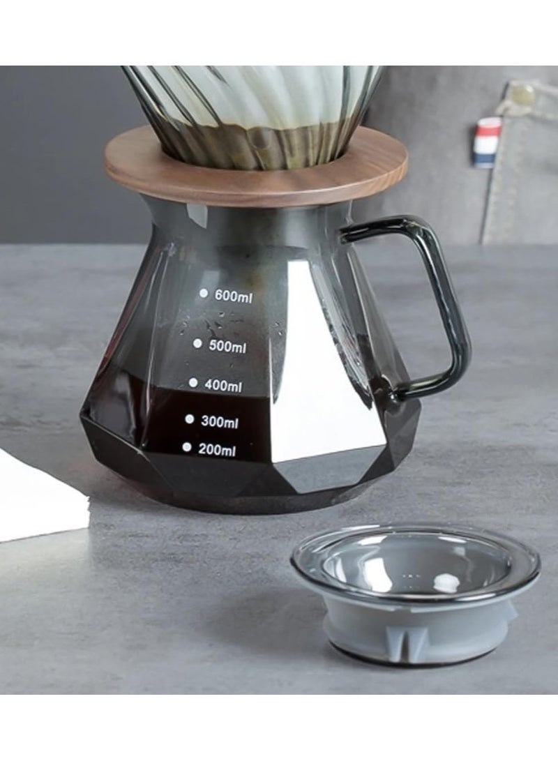 INVEIN 600 ml Diamond-Design Dark Glass Coffee Server with High-Pressure Lid for Heat Retention - Perfect 02 Coffee Server for Brewing and Serving Coffee - Image 5