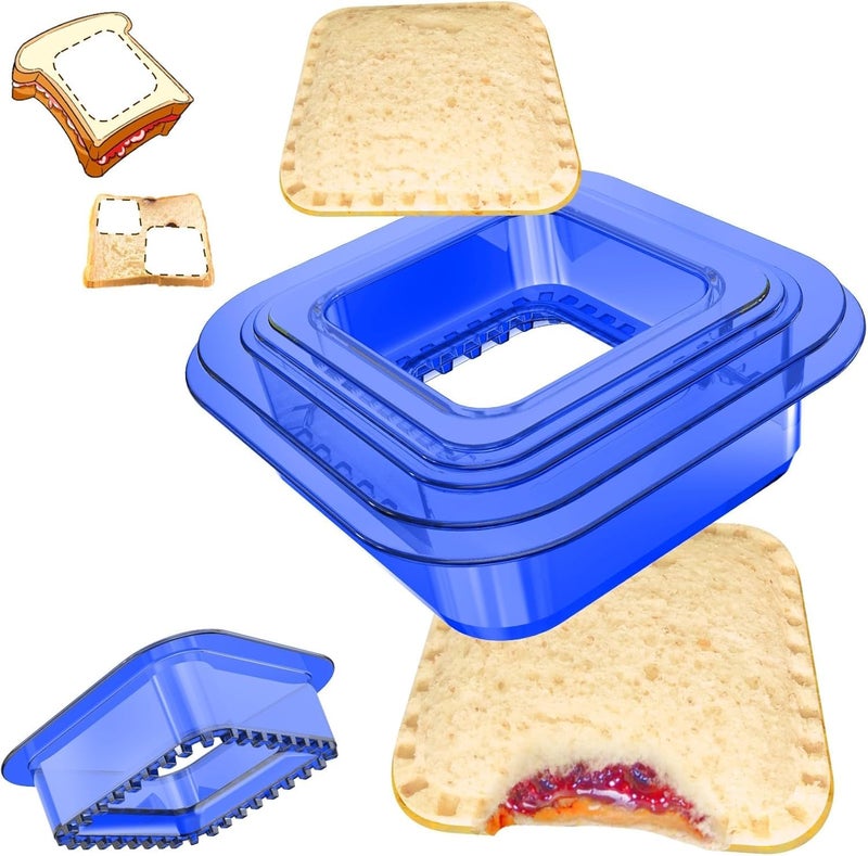 Bhavyam Bhavyam Square Shape Sandwich Cutter Set for Kids Breakfast Sandwich Maker Cute Peanut Butter and Jelly Sandwiches DIY Lunchbox and Bento Box of Boys Girls 5 pcs Set Mix Size  - Image 1
