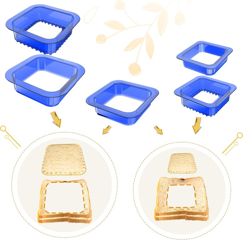 Bhavyam Bhavyam Square Shape Sandwich Cutter Set for Kids Breakfast Sandwich Maker Cute Peanut Butter and Jelly Sandwiches DIY Lunchbox and Bento Box of Boys Girls 5 pcs Set Mix Size  - Image 2