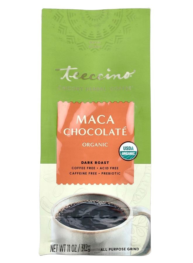 teeccino Organic Chicory Herbal Coffee Maca Chocolate Dark Roast Caffeine Free 11 oz (312 g)