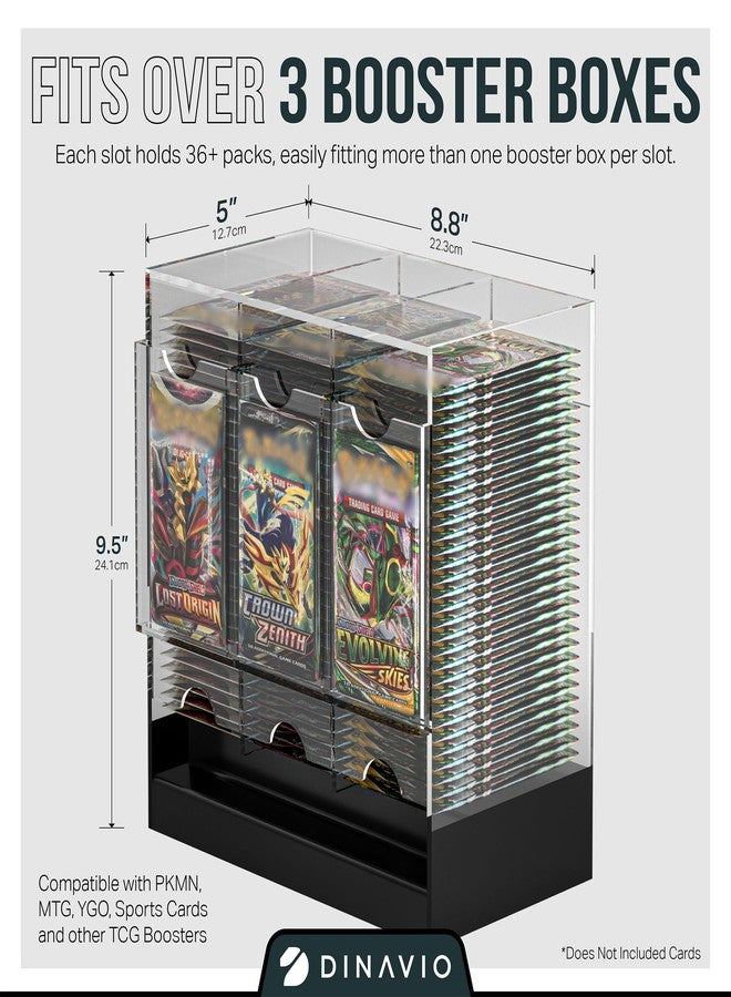 Dinavio Crafthouse 3-Slot Booster Pack Dispenser with Black Base - Fits 120 Booster Packs for Dispensing - Compatible with TCG Trading Card Boosters and Sports Card Boosters - 4mm Acrylic Stackable - Image 2