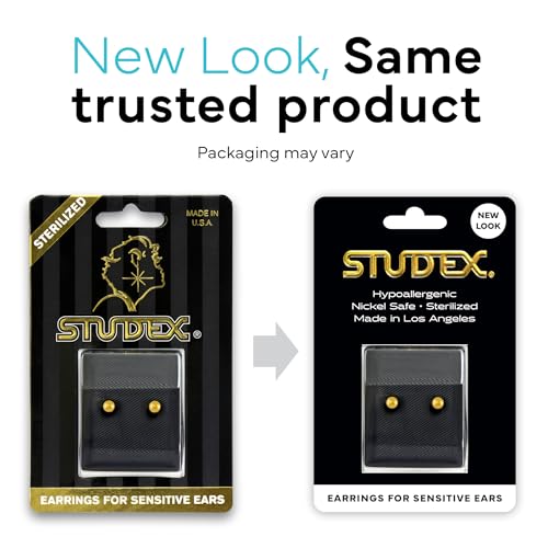 STUDEX Sensitive Gold Plated Ball Stud Earrings 3mm | Hypoallergenic and Nickel Safe for Sensitive Ears | Gold Plated Posts | High Fashion Earrings for Women and Men-PR-621-S - Image 2