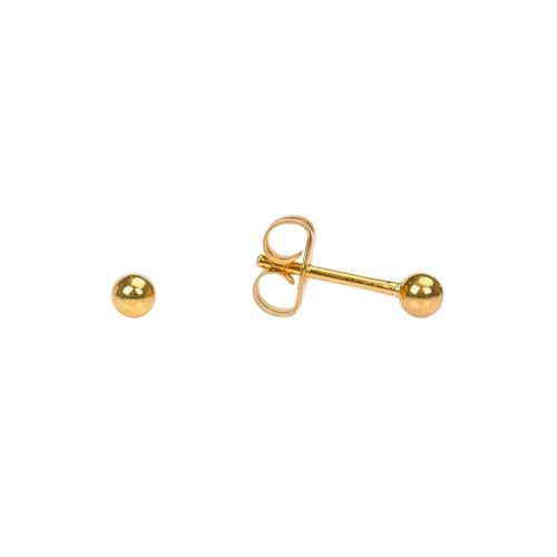 STUDEX Sensitive Gold Plated Ball Stud Earrings 3mm | Hypoallergenic and Nickel Safe for Sensitive Ears | Gold Plated Posts | High Fashion Earrings for Women and Men-PR-621-S - Image 1