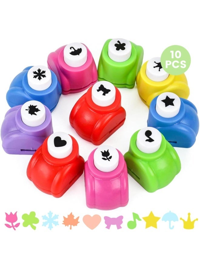10 Pack Multicolored Shape Paper Hole Punch Craft Set for DIY Crafting, Scrapbooking, Handmade Greeting Cards, Photo Albums, Mini Cutter Nail, and Festival Cards Projects - Image 1
