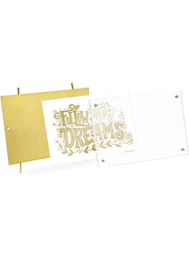 Isaac Jacobs 5x7 Gold Magnetic Acrylic Metal Easel Frame (5x7 (Horizontal) (Gold) - Image 2