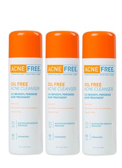 AcneFree AcneFree Oil-Free Acne Cleanser for Oily Skin and Acne Prone Skin Formulated with Benzoyl Peroxide 2.5%, helps Clear Blemishes and Nourish Skin, 8 Fl Oz (Pack of 3)  - Image 1