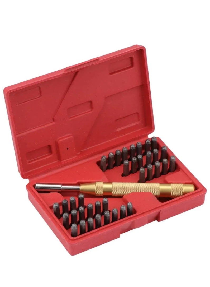 Alphabet Letter and Number Punch Set, Metal Stamping Kit, Carbon Steel Punch Press Tool, for Imprinting Marking Metal Wood Leather DIY Jewelry Making, 38 Pcs  - Image 1