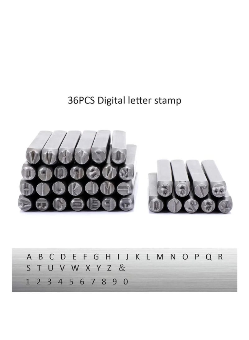 Alphabet Letter and Number Punch Set, Metal Stamping Kit, Carbon Steel Punch Press Tool, for Imprinting Marking Metal Wood Leather DIY Jewelry Making, 38 Pcs  - Image 4