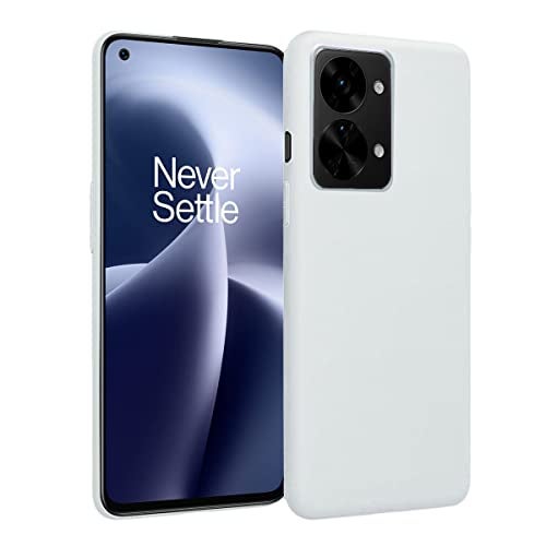 LIRAMARK Liquid Silicone Soft Back Cover Case for OnePlus Nord 2T 5G / 1+Nord 2T 5G (White) - Image 1