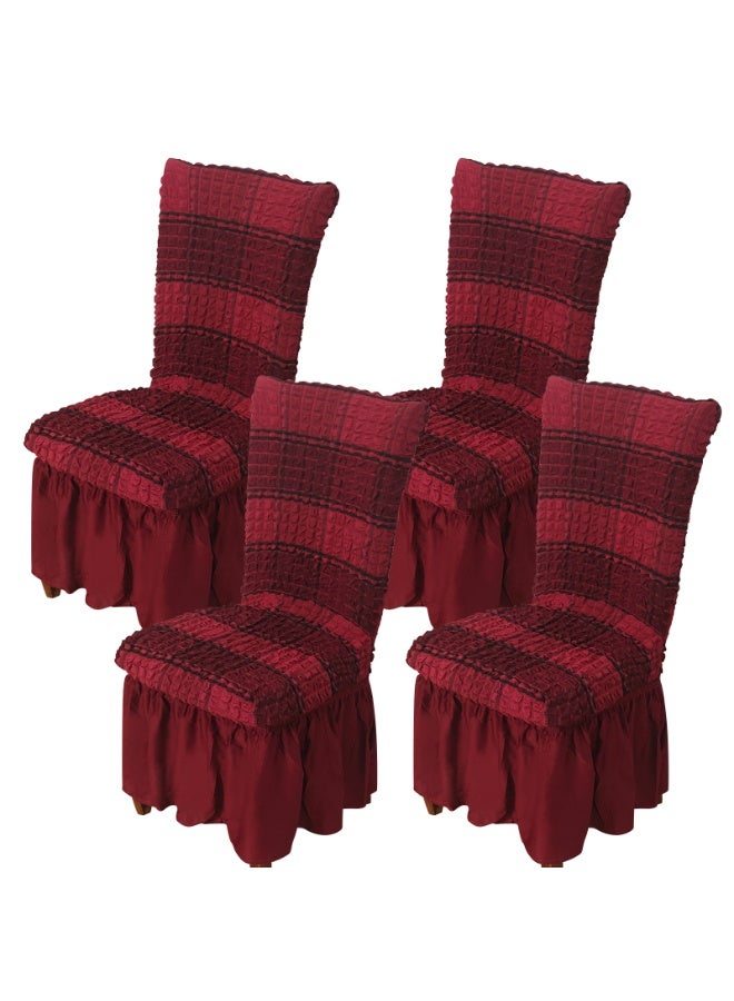 4 PCS High Stretch Skirt Chair Cover for Dining Removable Dining Room Chair Covers with Skirt Spandex Chair Slipcovers Protector - Image 1