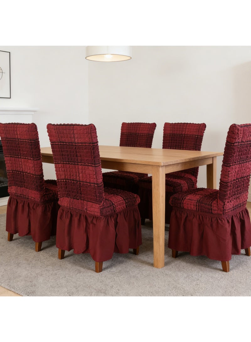 4 PCS High Stretch Skirt Chair Cover for Dining Removable Dining Room Chair Covers with Skirt Spandex Chair Slipcovers Protector - Image 2