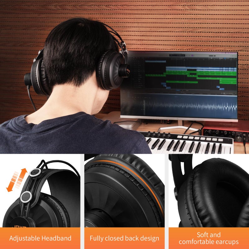 JOYO Studio Headphones Monitor Headphone for Recording Over Ear Noise Canceling for Guitar Cellphone Mixer Amplifier Podcast DJ and Keyboard Piano (JMH-02) - Image 5