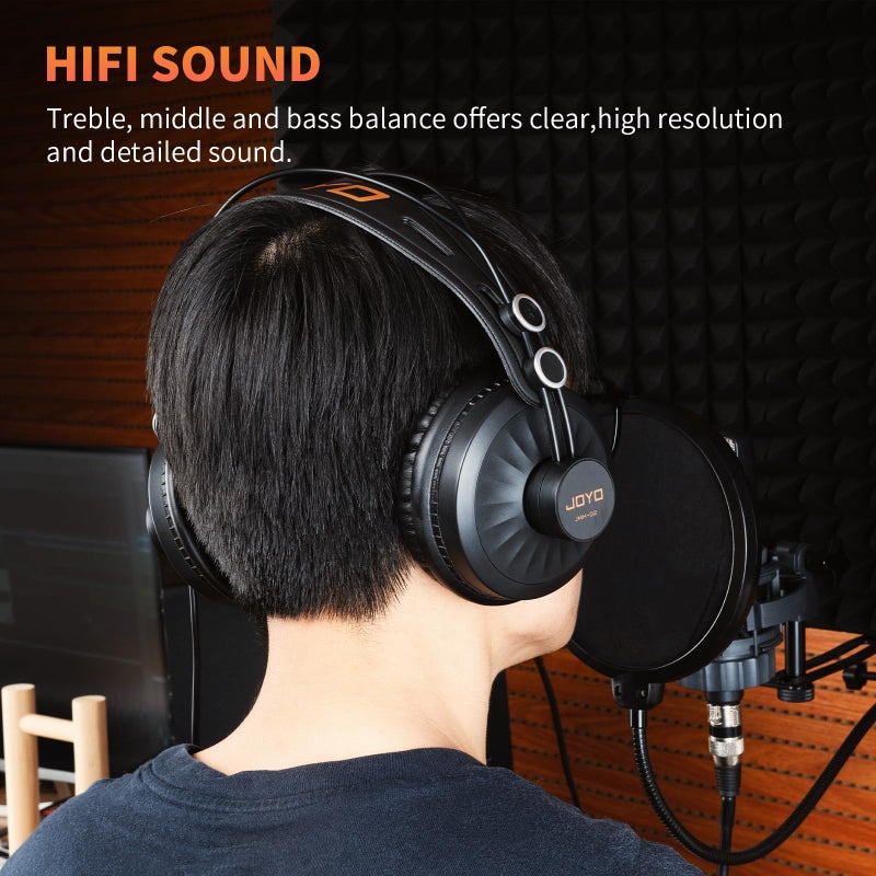 JOYO Studio Headphones Monitor Headphone for Recording Over Ear Noise Canceling for Guitar Cellphone Mixer Amplifier Podcast DJ and Keyboard Piano (JMH-02) - Image 3