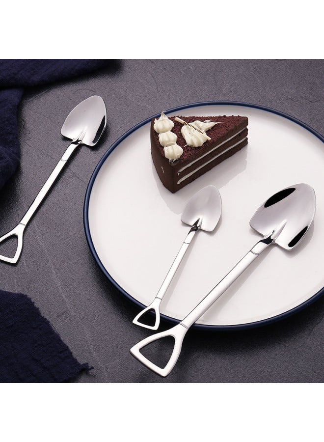 304 Stainless Steel Spade Spoon Household Vintage Creative Dessert Watermelon Special Spoon Ice Cream Mixing Spoon-Color:Medium Flat Spoon-Specifications:410 Material  - Image 1