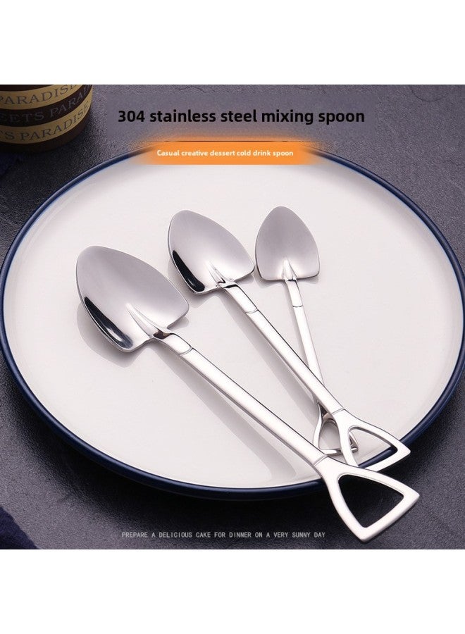 304 Stainless Steel Spade Spoon Household Vintage Creative Dessert Watermelon Special Spoon Ice Cream Mixing Spoon-Color:Medium Flat Spoon-Specifications:410 Material  - Image 2