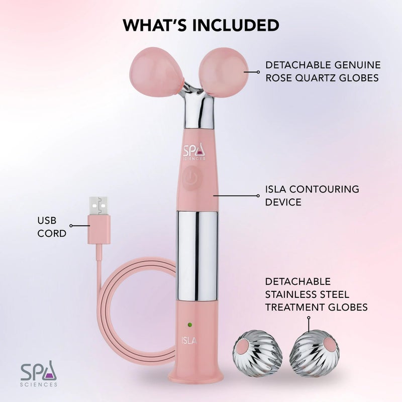 Spa Sciences ISLA Ice + Heat Contouring Roller (Face, Neck, and DÃ©colletage) â€“ Including Steel + Bonus Genuine Rose Quartz Globes - Image 4