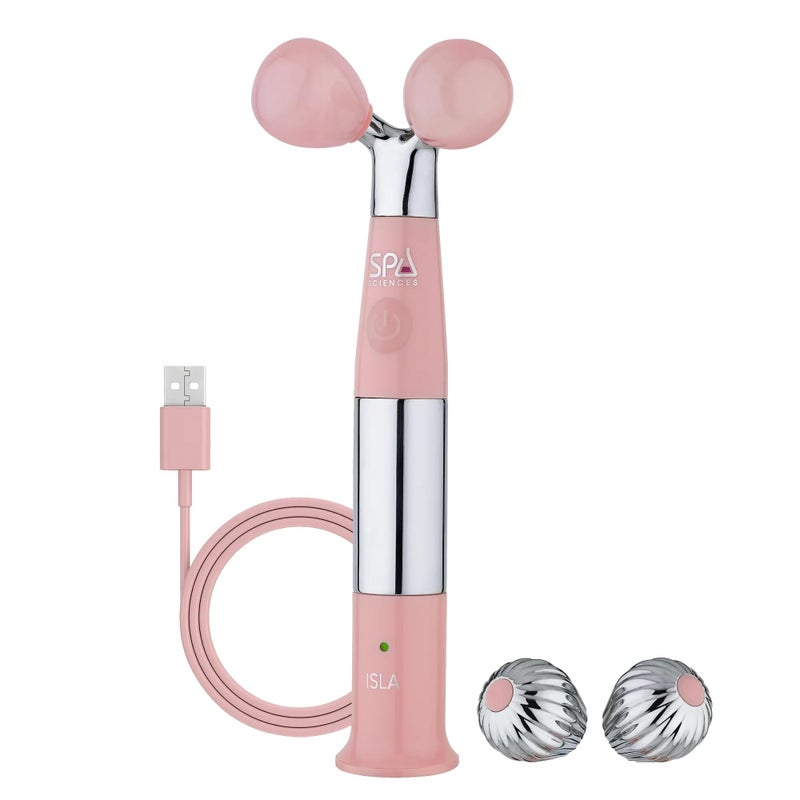 Spa Sciences ISLA Ice + Heat Contouring Roller (Face, Neck, and DÃ©colletage) â€“ Including Steel + Bonus Genuine Rose Quartz Globes - Image 1