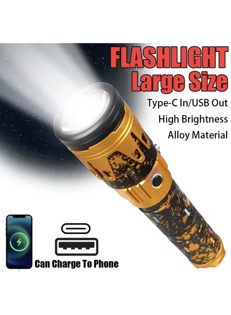New 2026 Powerful LED Flashlight Super Bright Spotlight Power Display Long Range Zoomable Torch Outdoor Emergency Tactical Search Lantern - Image 1