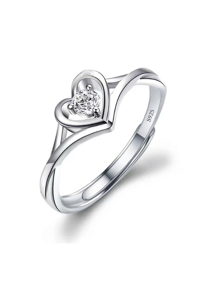 ممتاز الأنيقة 50 نقطة السيدات الموسانيات خاتم S925 الفضة مع طلاء بلاتيني -هدية مثالية مع التغليف الفاخر - Image 1