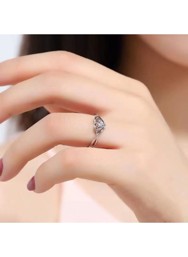 ممتاز الأنيقة 50 نقطة السيدات الموسانيات خاتم S925 الفضة مع طلاء بلاتيني -هدية مثالية مع التغليف الفاخر - Image 3