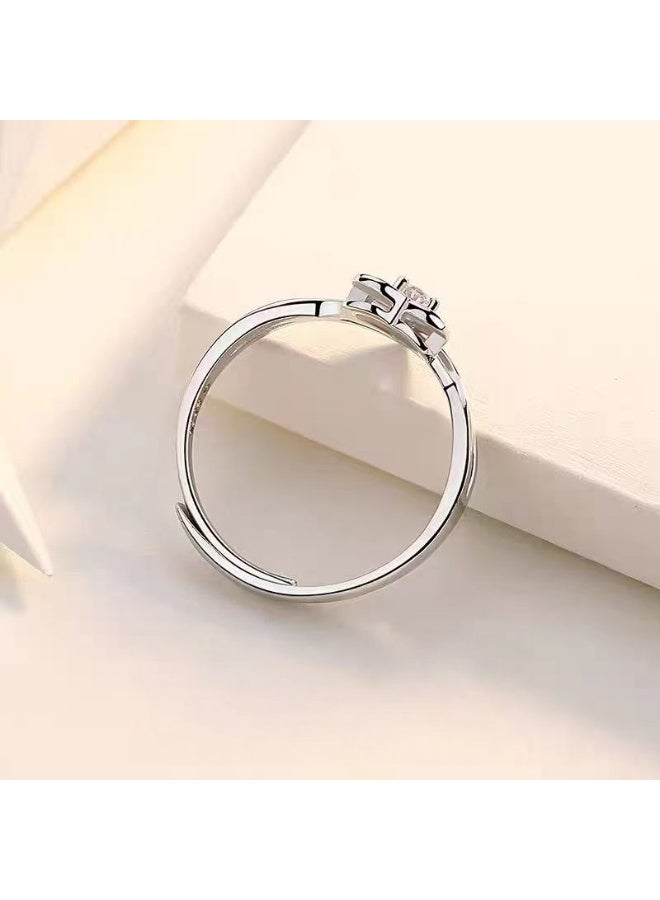 ممتاز الأنيقة 50 نقطة السيدات الموسانيات خاتم S925 الفضة مع طلاء بلاتيني -هدية مثالية مع التغليف الفاخر - Image 2