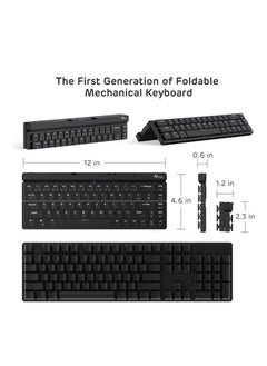 RK RK925 Wireless Bluetooth with White Backlit, 68 Keys,60% Foldable Mechanical Keyboard with Built-in Stand Holder  - Image 3
