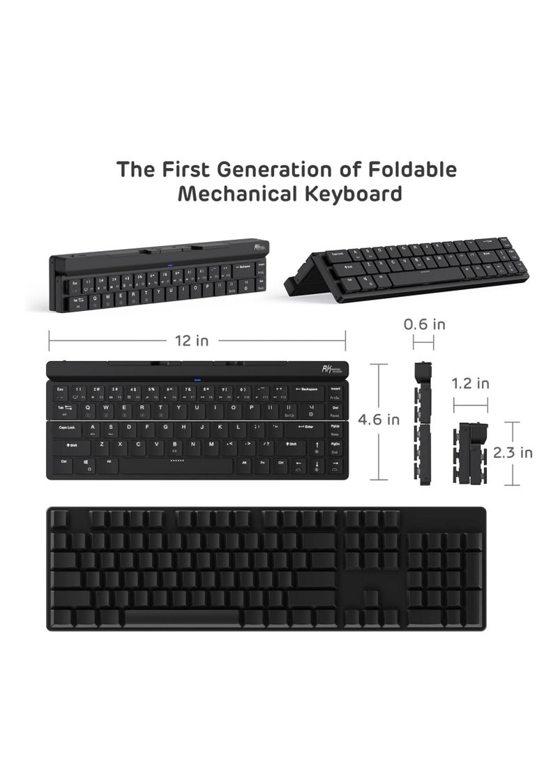 RK - RK925 Wireless Bluetooth with White Backlit, 68 Keys,60% Foldable Mechanical Keyboard with Built-in Stand Holder - Image 1