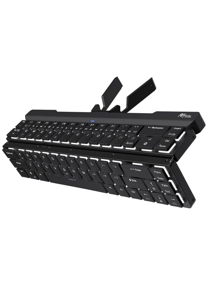 RK - RK925 Wireless Bluetooth with White Backlit, 68 Keys,60% Foldable Mechanical Keyboard with Built-in Stand Holder - Image 1