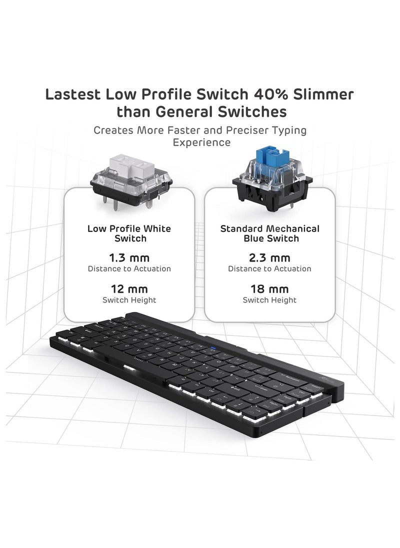 RK - RK925 Wireless Bluetooth with White Backlit, 68 Keys,60% Foldable Mechanical Keyboard with Built-in Stand Holder - Image 1