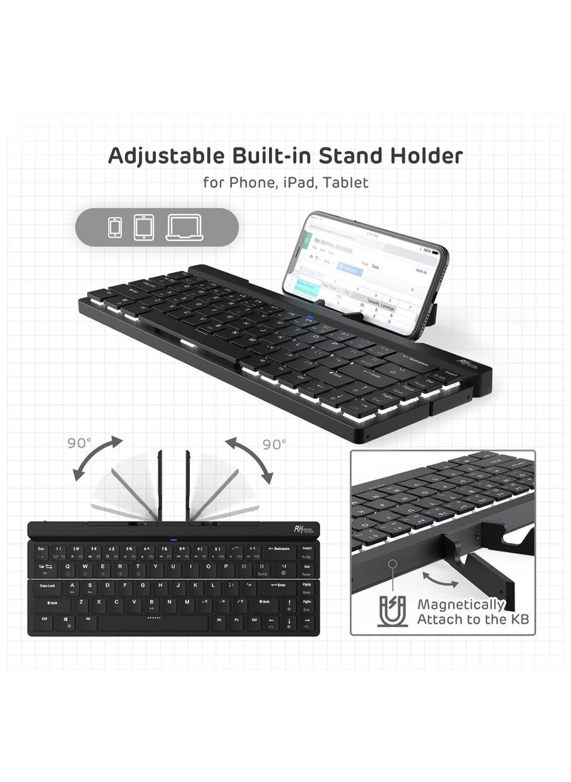 RK - RK925 Wireless Bluetooth with White Backlit, 68 Keys,60% Foldable Mechanical Keyboard with Built-in Stand Holder - Image 1