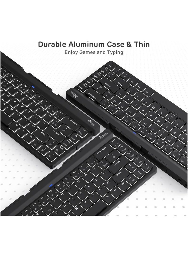 RK - RK925 Wireless Bluetooth with White Backlit, 68 Keys,60% Foldable Mechanical Keyboard with Built-in Stand Holder - Image 1