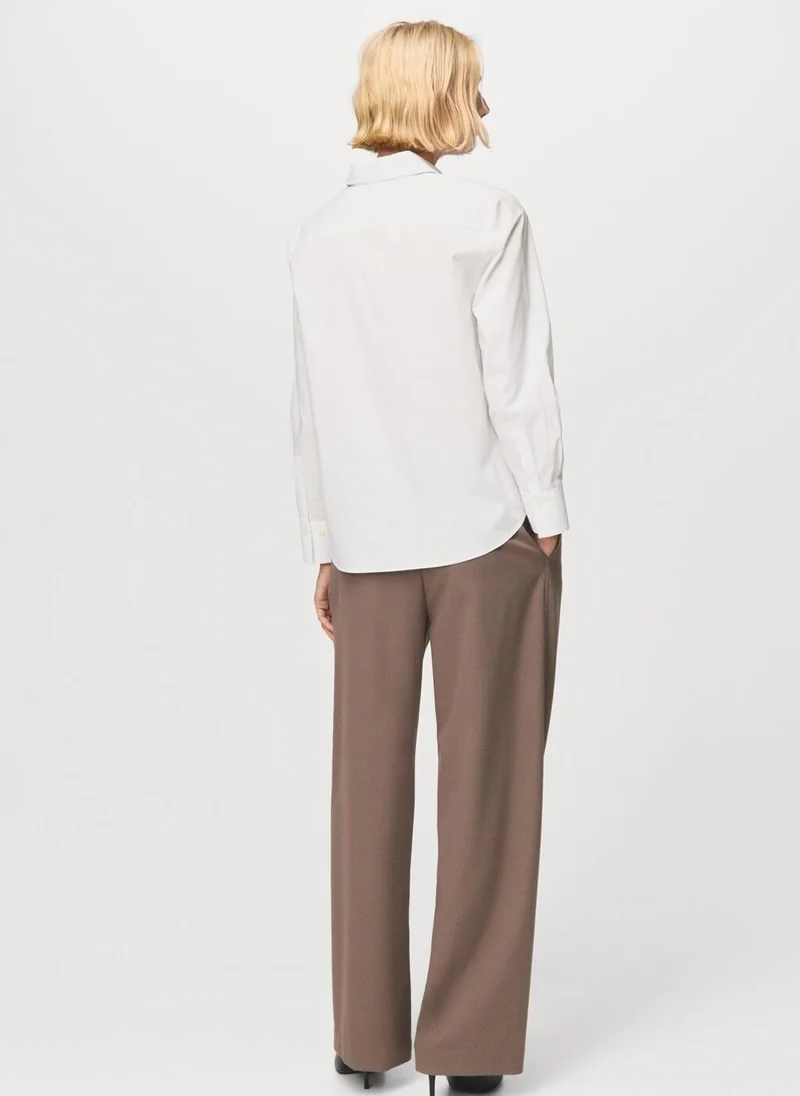 MANGO Cotton and lyocell blend straight shirt