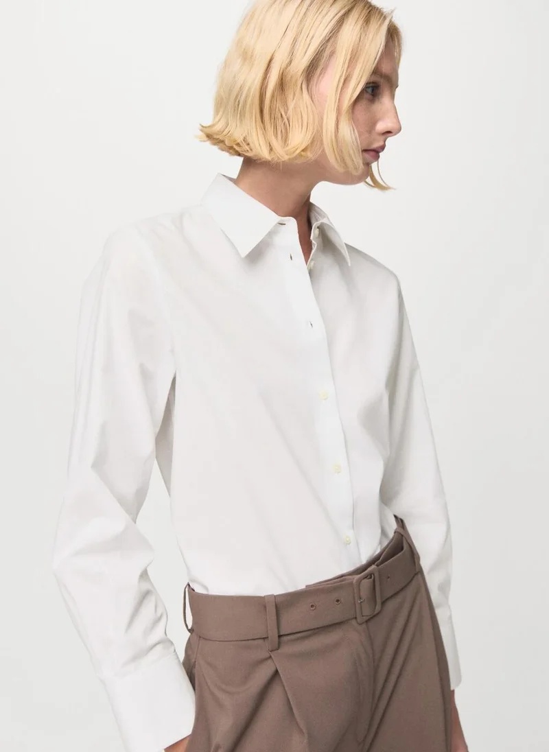 MANGO Cotton and lyocell blend straight shirt