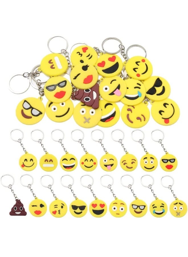 Peachjoy Emoji Keychains Mini PVC Party Favors for Kids Birthday Supplies Emoticon Gifts Toys Prizes 3.74 inches Set of 34 - Image 1
