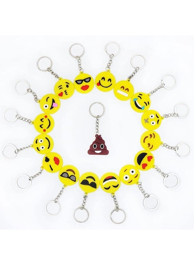 Peachjoy Emoji Keychains Mini PVC Party Favors for Kids Birthday Supplies Emoticon Gifts Toys Prizes 3.74 inches Set of 34 - Image 2