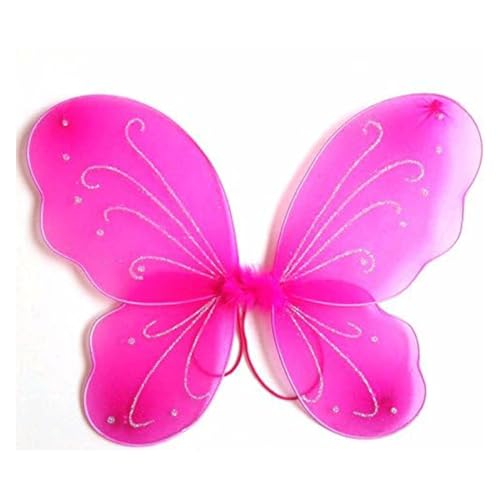 Dushi Girls Butterfly Fairy Wings for Fairy Costumes Sparkle Fairy Princess Wings Party Favor hot pinkfbm - Image 1