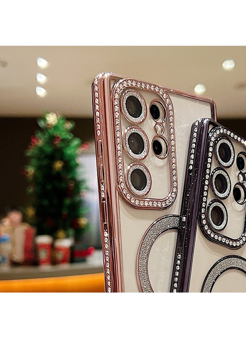 TEAM LUXURY Samsung Galaxy S24 Ultra Case Cover with Bling Anti-drop Comfortable Touch Feel Back Cover MagSafe Support Wireless Charging Camera Len Protector Phone Shell Accessory for Women Girl Lady  - Image 5