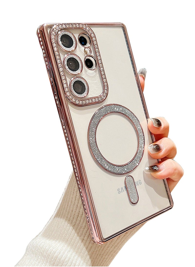 TEAM LUXURY Samsung Galaxy S24 Ultra Case Cover with Bling Anti-drop Comfortable Touch Feel Back Cover MagSafe Support Wireless Charging Camera Len Protector Phone Shell Accessory for Women Girl Lady  - Image 1