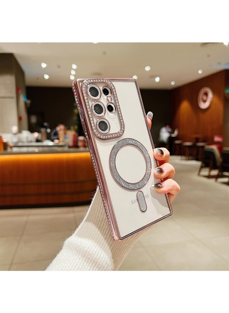 TEAM LUXURY Samsung Galaxy S24 Ultra Case Cover with Bling Anti-drop Comfortable Touch Feel Back Cover MagSafe Support Wireless Charging Camera Len Protector Phone Shell Accessory for Women Girl Lady  - Image 4