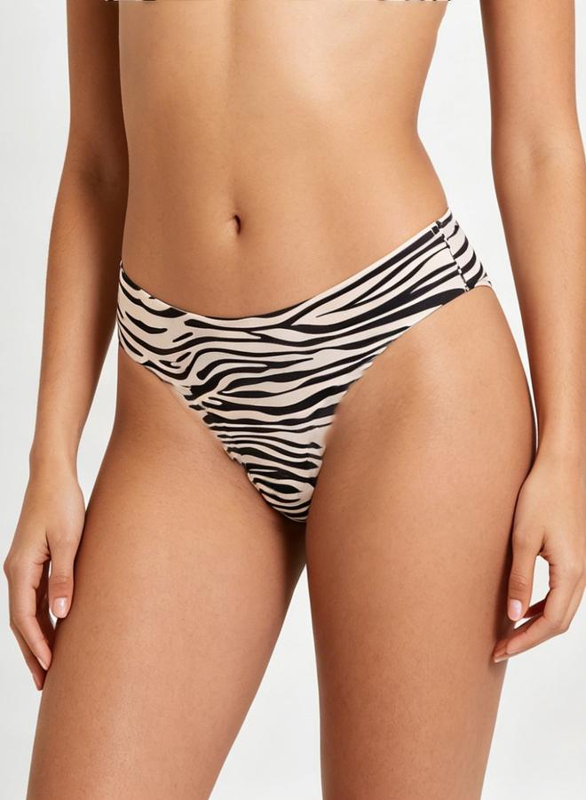 Take Two White Zebra Print Seamless Brief - Image 1
