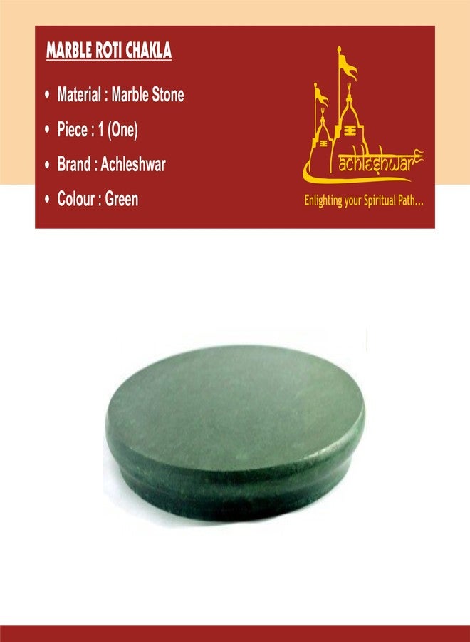 Achleshwar Marble Chakla Belan Set | 10 Inch Green Round Chakla with Wooden Rolling Pin | Anti Skid Roti Maker Board for Chapati & Kitchen Use | Green | Standard Size - Image 3
