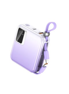 BESTIS 10000mAh Mini Power Bank with Built-in Double Cables, PD22.5W Fast Charging Portable Charger ,Quick Charge Devices Purple  - Image 2