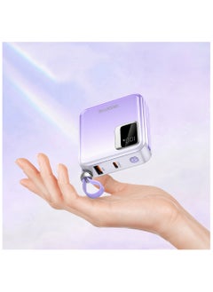 BESTIS 10000mAh Mini Power Bank with Built-in Double Cables, PD22.5W Fast Charging Portable Charger ,Quick Charge Devices Purple  - Image 3