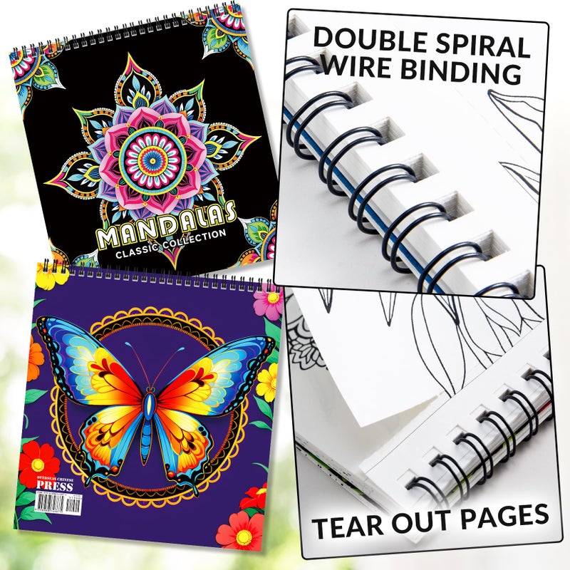 FunLavie FUN LAVIE Mandala Coloring Book for Adults Relaxation and Teens Stress Relief, Spiral Coloring Book for Women, Spiral Bound Mindfulness Stress-Free Patterns for Adult, Large Print Coloring for Men - Image 5