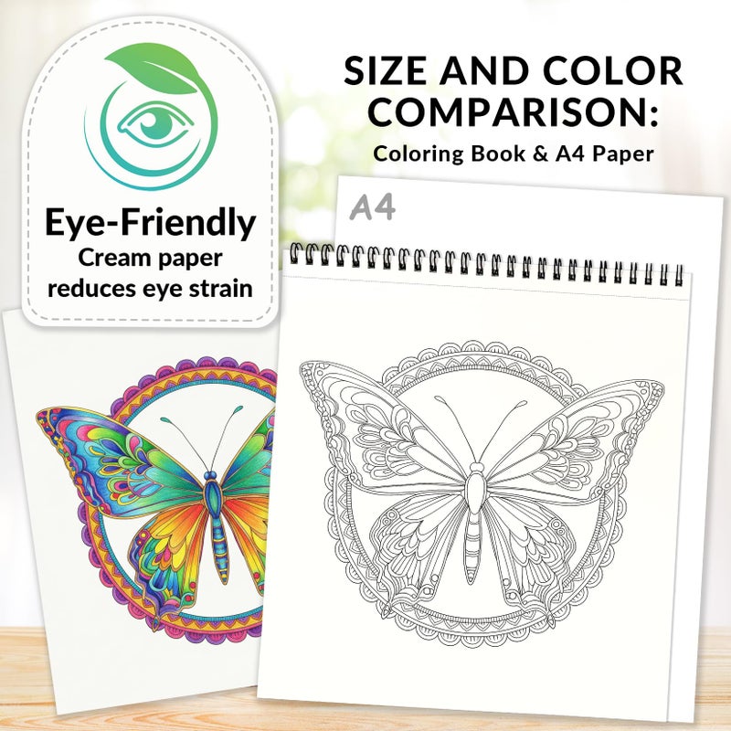 FunLavie FUN LAVIE Mandala Coloring Book for Adults Relaxation and Teens Stress Relief, Spiral Coloring Book for Women, Spiral Bound Mindfulness Stress-Free Patterns for Adult, Large Print Coloring for Men - Image 4