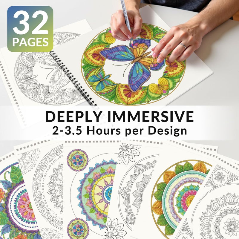 FunLavie FUN LAVIE Mandala Coloring Book for Adults Relaxation and Teens Stress Relief, Spiral Coloring Book for Women, Spiral Bound Mindfulness Stress-Free Patterns for Adult, Large Print Coloring for Men - Image 3